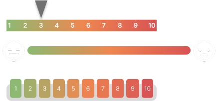 Scale variants — shape and style options explored: numbered pills, gradient bar, slider